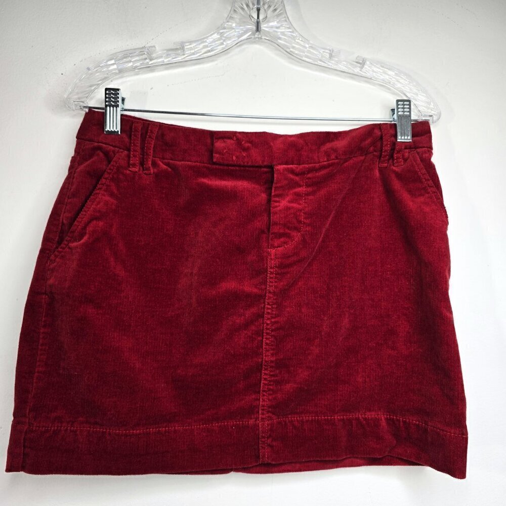 Vintage 90s Y2K Scarlet Dark Red Corduroy Mini Skirt